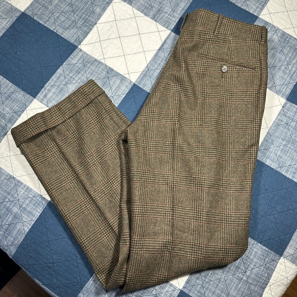 Vintage Polo Ralph Lauren Dalton Brown Virgin Wool Dress Pants Mens 33x30 Italy - Picture 4 of 11